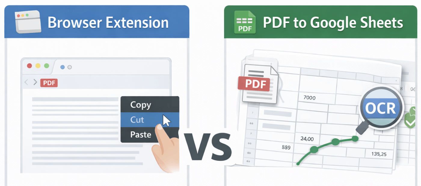 PDF2Sheets vs browser extensions