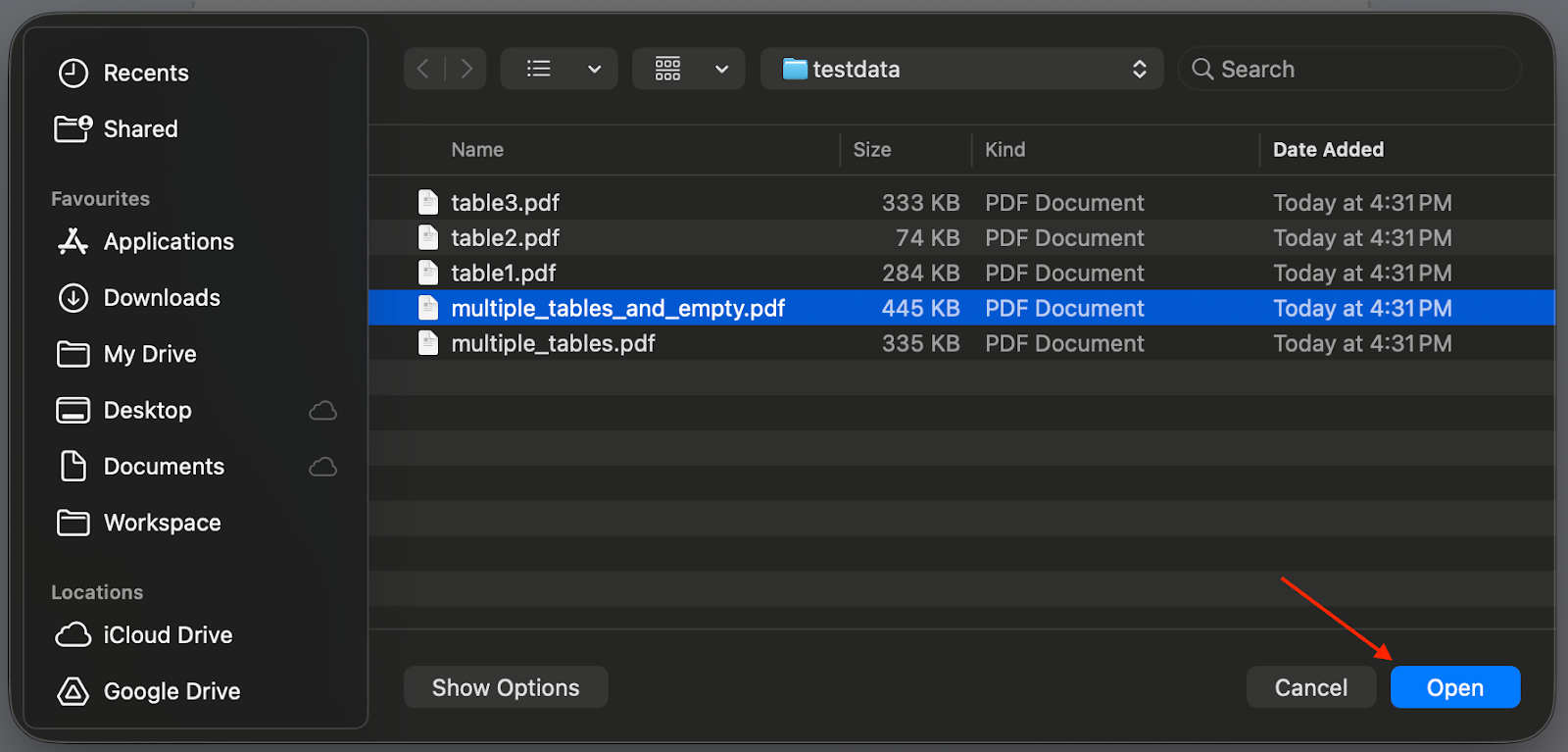 How to extract a table from PDF to Sheets