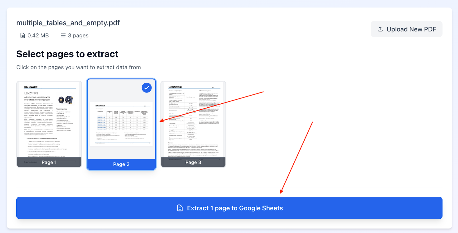 How to extract a table from PDF to Sheets