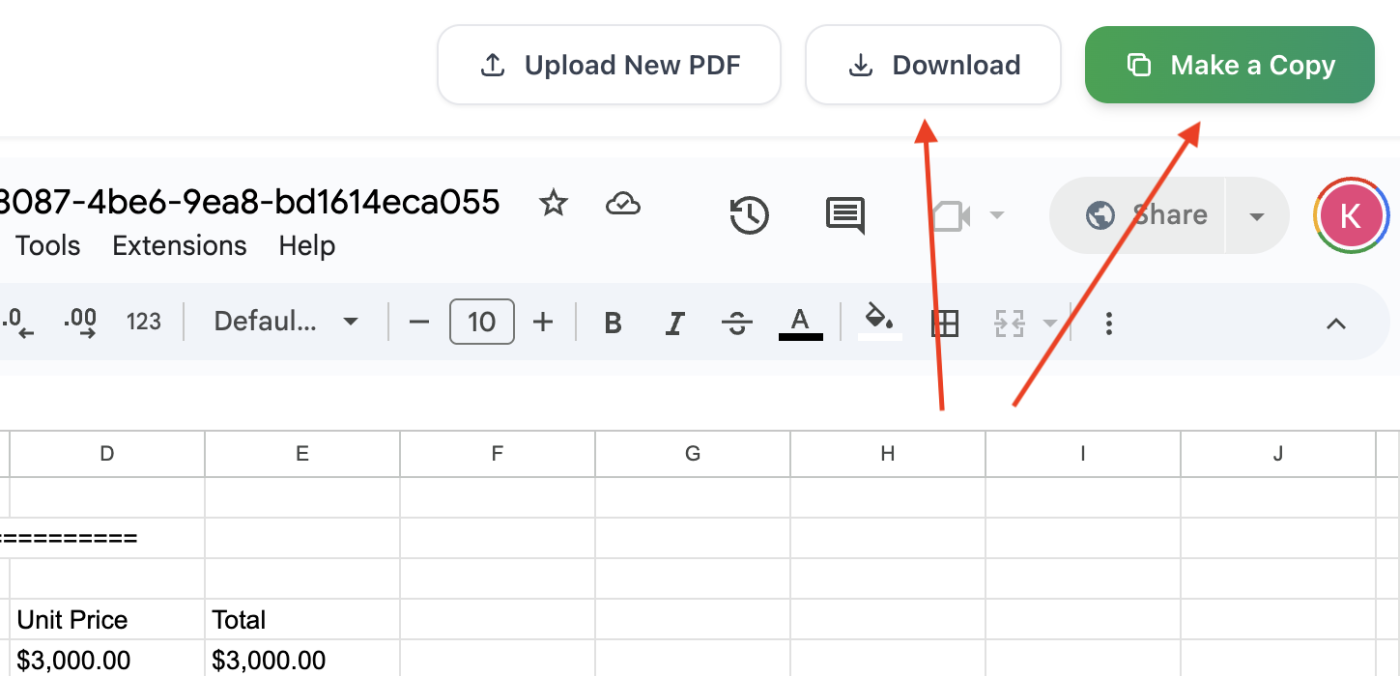 How to extract a table from PDF to Sheets